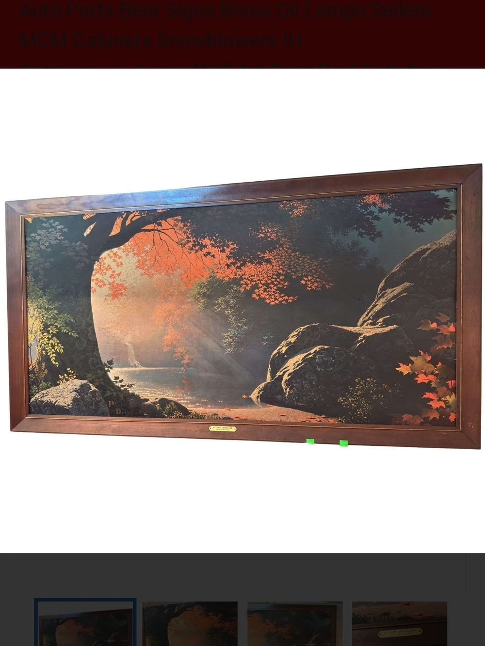 Vintage 1950sFramed Autumn Landscape Wall Art - Scenic Signed By Paul Detlefsen